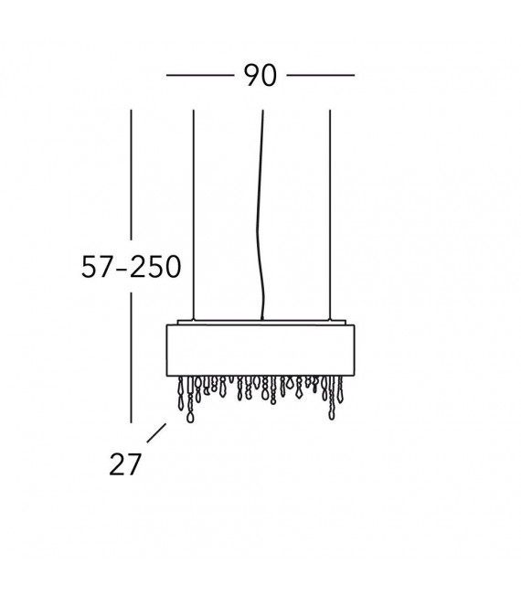 Paralume appeso cromato scintillante 5 lampadine 50cm