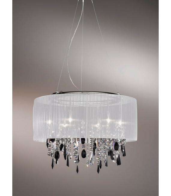 Paralume appeso cromato scintillante 6 lampadine 50cm
