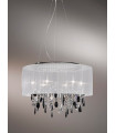 Suspension Paralume Chrome scintillant 6 ampoules 50cm