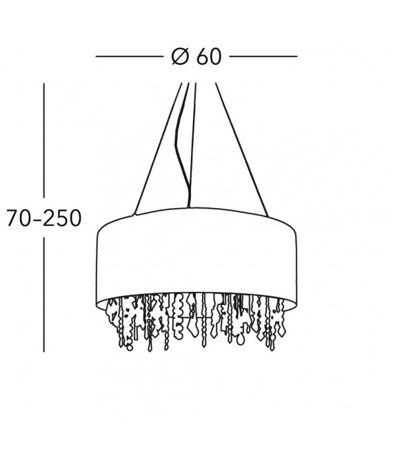 Paralume colgante cromo brillante 6 bombillas 50cm