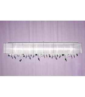 Suspension Paralume Chrome scintillant 9 ampoules 50cm