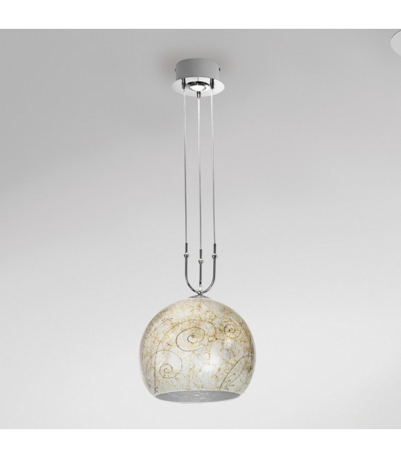 Luna Chrome pendant lamp 2 bulbs 200cm