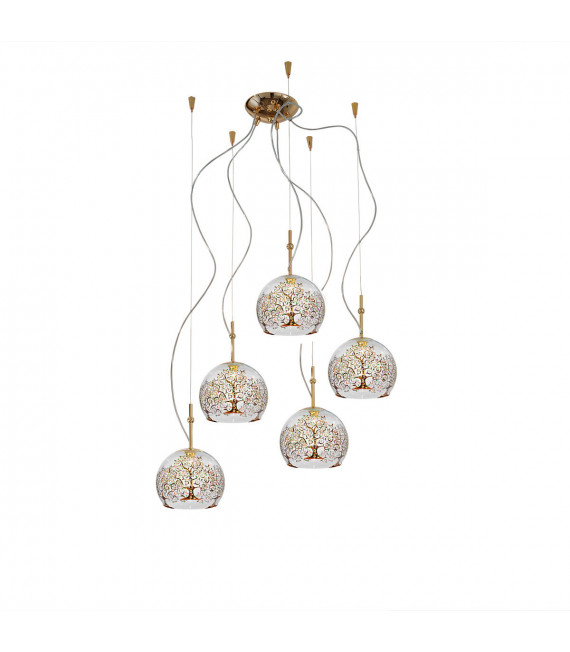 Luna pendant lamp 24 carats gold 5 bulbs 200cm