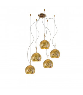Lampada a sospensione Luna oro 24 carati 5 lampadine 200cm