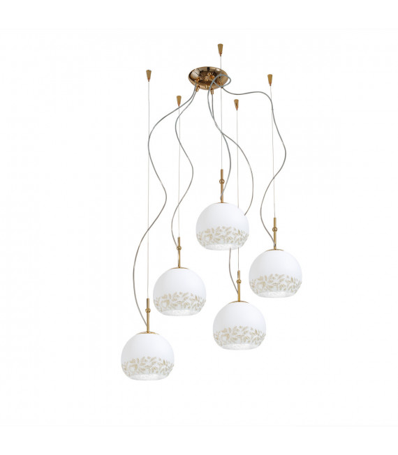 Lampada a sospensione Luna oro 24 carati 5 lampadine 200cm