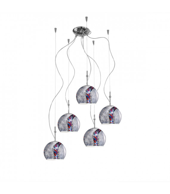 Suspension Luna Chrome 5 ampoules 200cm