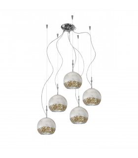 Lampada a sospensione Luna Chrome 5 lampadine 200cm
