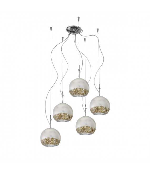 Luna Chrome pendant light 5 bulbs 200cm