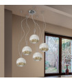 Luna Chrome pendant light 5 bulbs 200cm