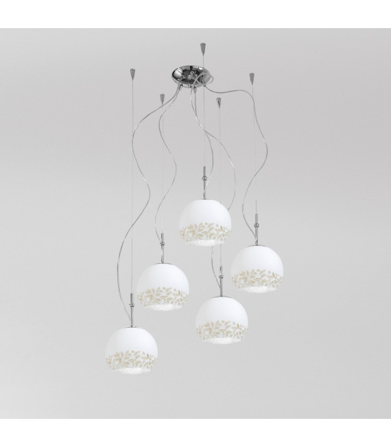Lampada a sospensione Luna Chrome 5 lampadine 200cm