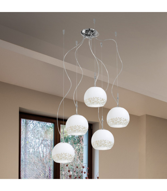 Suspension Luna Chrome 5 ampoules 200cm