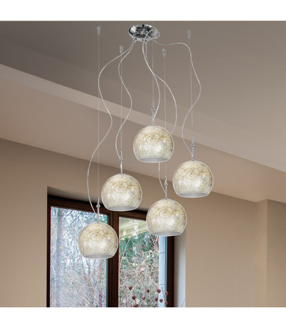 Suspension Luna Chrome 5 ampoules 200cm