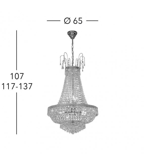 Chandelier Empire 24 carats d'or 12 ampoules 107cm