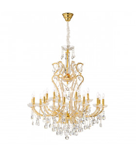 Candlestick without lampshades Versailles 24 carats gold 18 bulbs 113cm