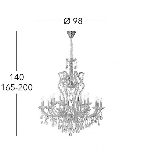 Candelero sin pantallas Versailles oro 24 kilates 18 bombillas 113cm