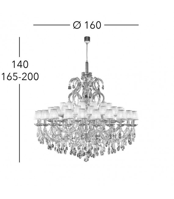 Suspension shade Versailles 24 carats gold 54 bulbs 140cm