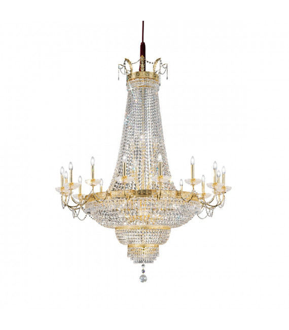 Large Empire chandelier 24 carats gold 48 bulbs 180cm