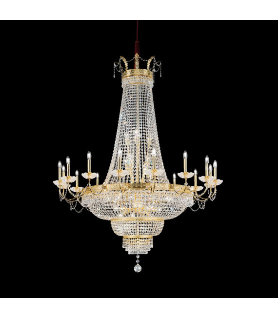 Grande lampadario Impero oro 24 carati 48 lampadine 180cm