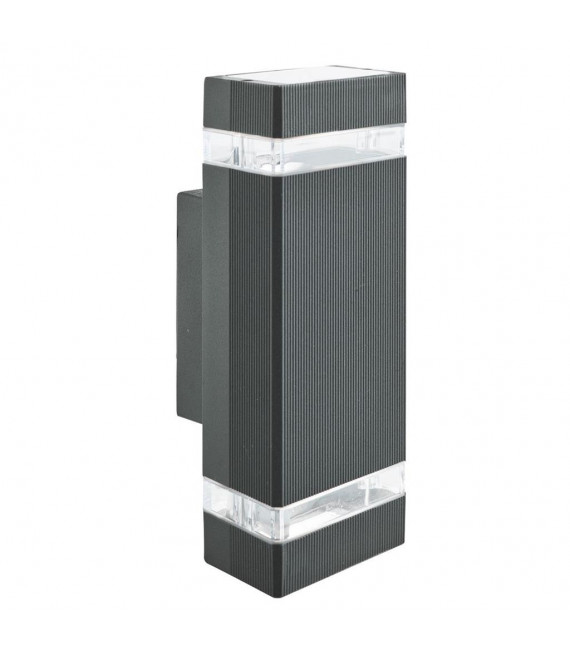 Garten-Wandleuchte Sheffield Glas, Alu-Formteil Schwarz matt 2-flammig 23,5cm