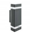 Garden wall light Sheffield Glass, aluminum molding Matt black 2 bulbs 23.5cm