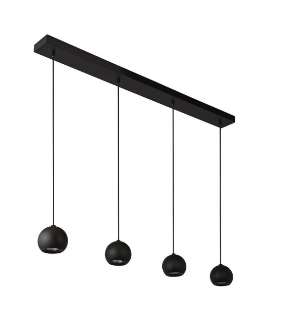 Suspension Eindhoven Acier doux Noir 4 ampoules 11cm