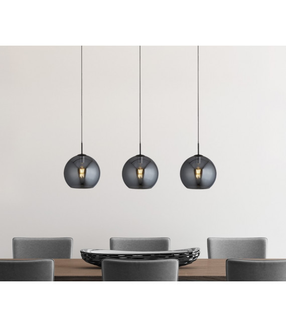 Suspension Amsterdam Acier doux Noir 3 ampoules 37cm