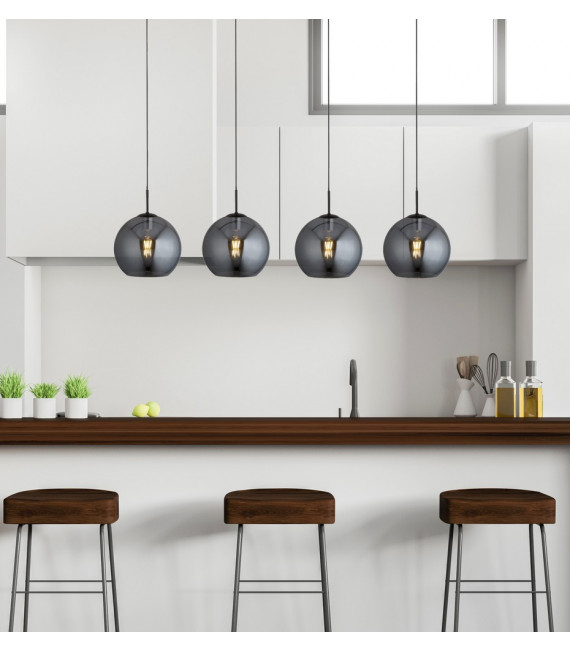 Pendente Amsterdam Acciaio dolce Nero 4 lampadine 37cm