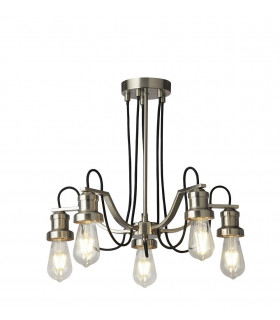 Olivia 5-light pendant Stainless steel, mild steel Satin silver