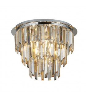 Plafoniera di design Clarissa 5 lampadine Vetro, acciaio dolce Cromo, grigio, ambra, trasparente, fumé