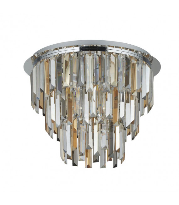 Plafonnier Design Clarissa 5 ampoules Verre,acier doux Chrome,gris,ambre,Transparent,fumé