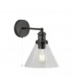 Pyramid wall light Glass, mild steel Matte black, Clear 1 bulb 25cm