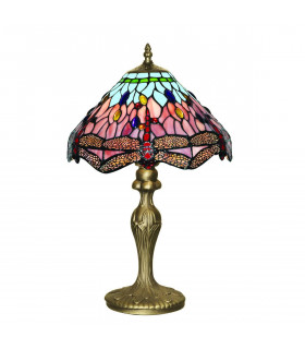 Tiffany Dragonfly lamp Antique brass, red, blue, tiffany style glass 1 bulb 46cm