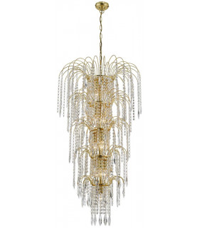 Waterfall pendant light Glass, mild steel Gold 13 bulbs 112cm