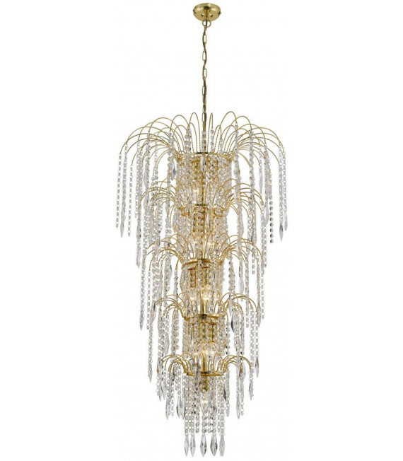 Lámpara colgante Waterfall Vidrio, acero dulce Oro 13 bombillas 112cm