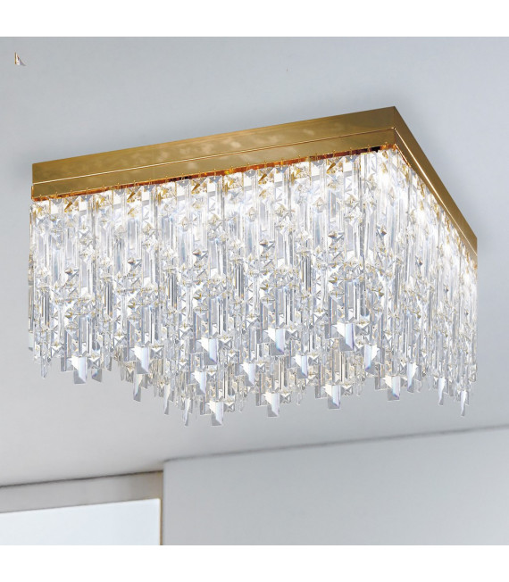 Design-Deckenleuchte Prisma 24 Karat Gold 16 Glühbirnen 40cm
