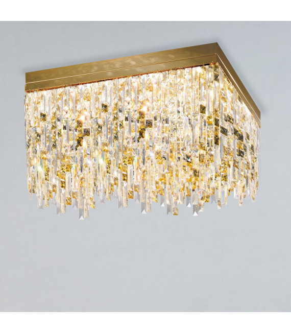 Plafonnier Design Prisma 24 carats d'or 16 ampoules 40cm