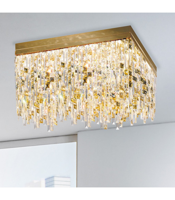 Design ceiling lamp Prisma 24 carats gold 16 bulbs 40cm