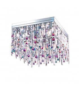 Plafonnier Design Prisma Chrome 16 ampoules 40cm