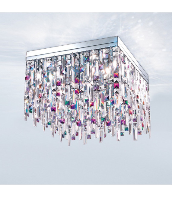 Plafonnier Design Prisma Chrome 16 ampoules 40cm