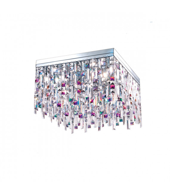 Plafonnier Design Prisma Chrome 8 ampoules 40cm