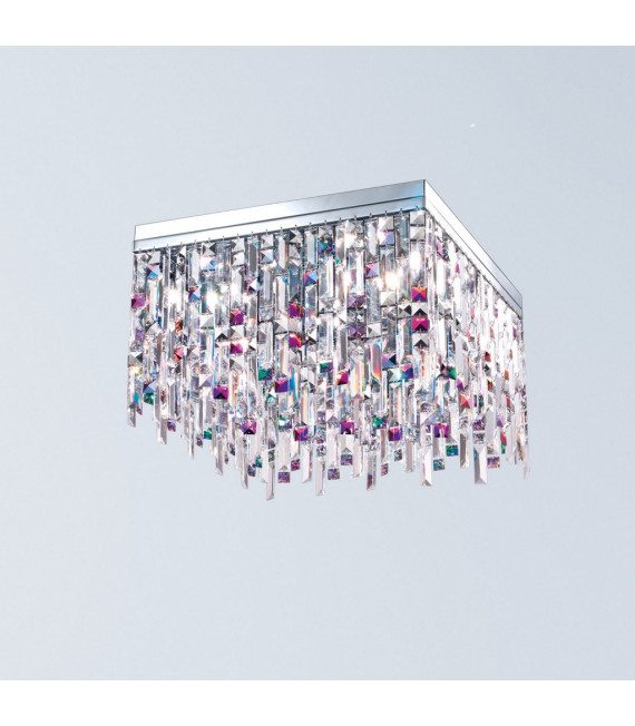 Plafonnier Design Prisma Chrome 8 ampoules 40cm