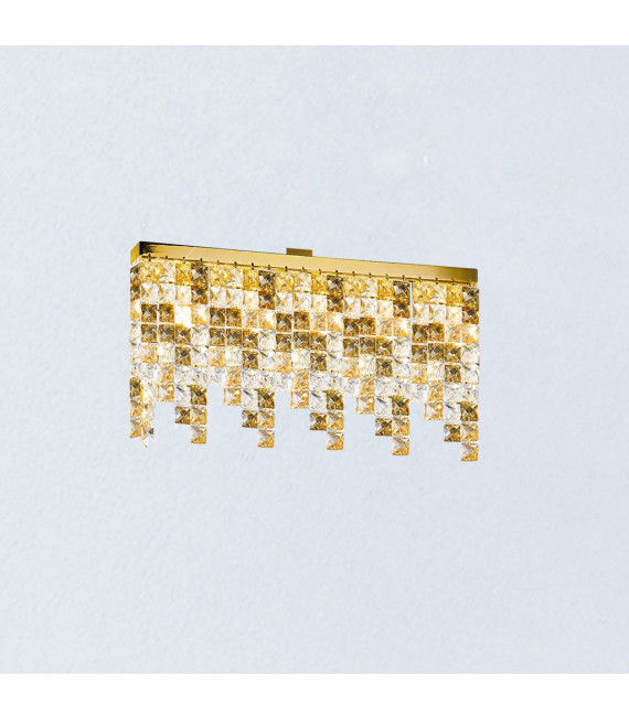 Plafón Diseño Prisma oro 24 kilates 3 bombillas 25cm