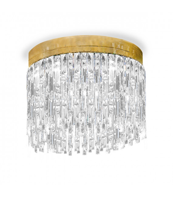 Plafón de diseño Prisma oro 24 kilates 6 bombillas 40cm
