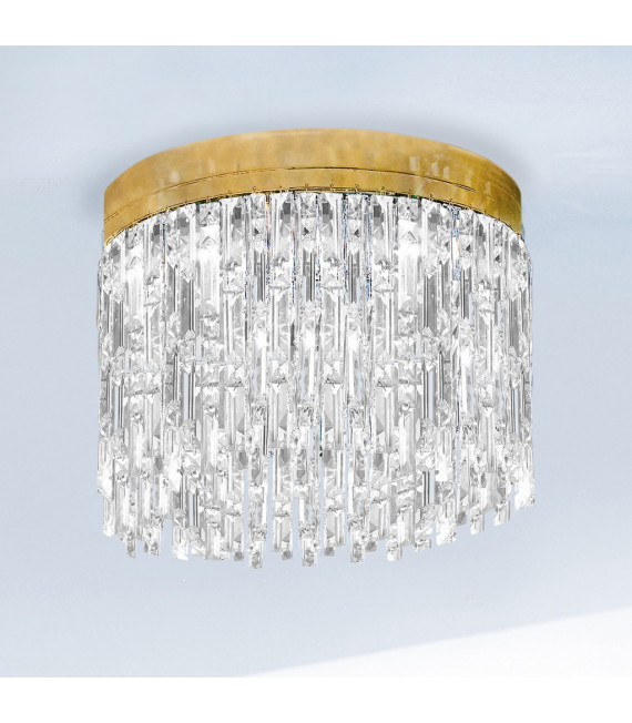 Plafón de diseño Prisma oro 24 kilates 6 bombillas 40cm