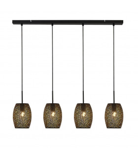 Suspension Laser Acier doux Noir mat,Doré 4 ampoules 30cm