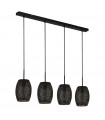 Suspension Laser Acier doux Noir mat,Doré 4 ampoules 30cm