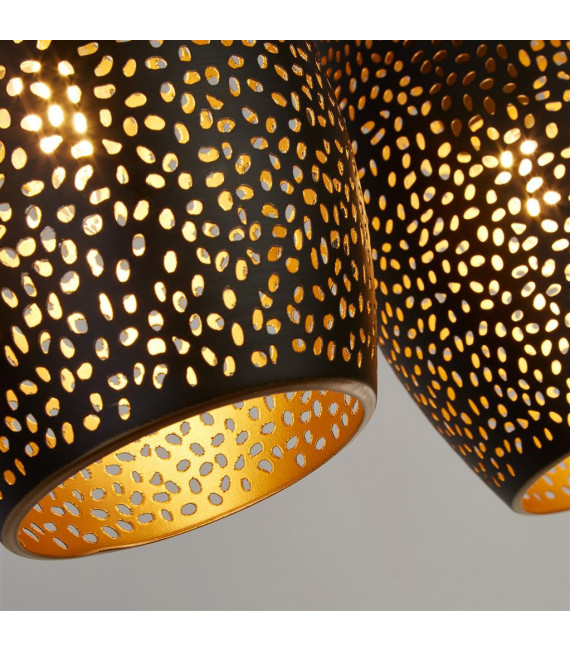 Laser-Anhänger Baustahl Mattschwarz, Gold 4 Glühbirnen 30cm