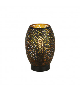 Lampada da tavolo laser 1 luce acciaio dolce nero opaco, oro