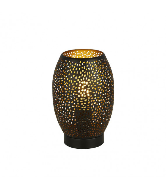 Lámpara de mesa láser 1 luz acero dulce negro mate, dorado