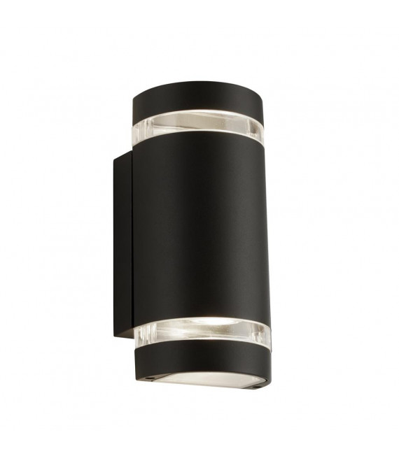 Lampada da giardino Sheffield Glass, modanatura in alluminio nero, trasparente 2 lampadine 24cm